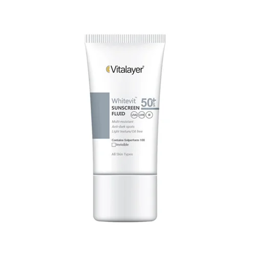 فلوئیدضدآفتاب پوست دارای لک وایت ویت ویتالیر spf 50 (بی رنگ)