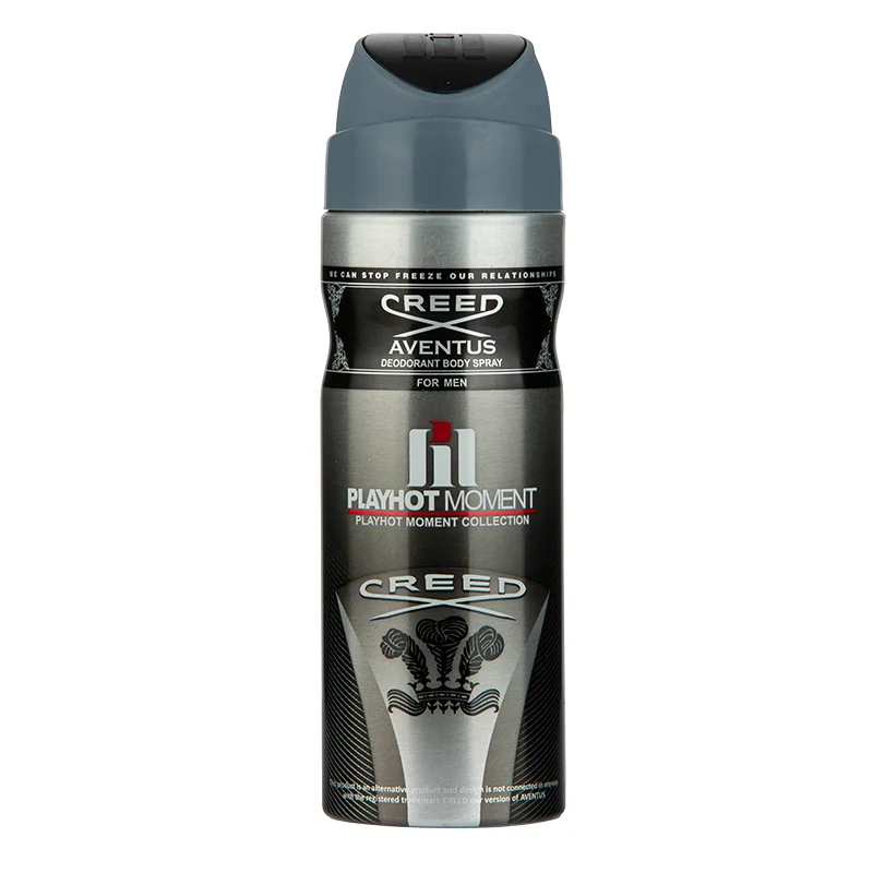 اسپری خوشبو کننده بدن پلی هات مومنت مدل CREED AVENTUS مناسب آقایان حجم 200 میلی لیتر