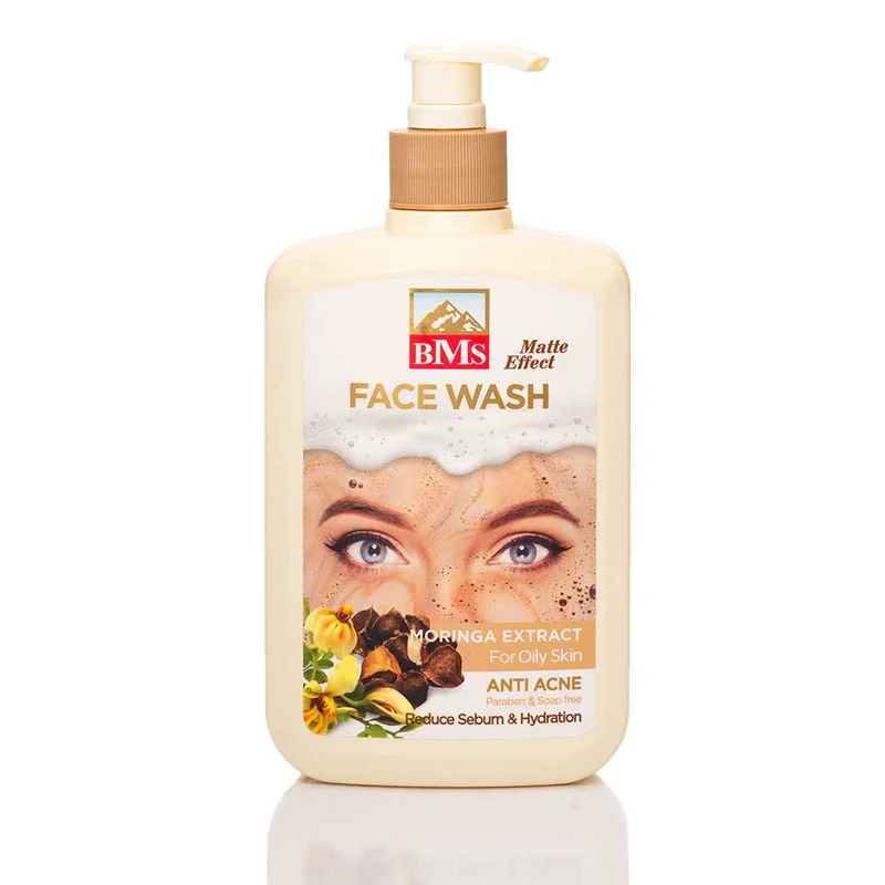 ژل شستشو صورت بی ام اس مدل مورینگا مناسب پوست های چرب حجم 500 میلی لیتر